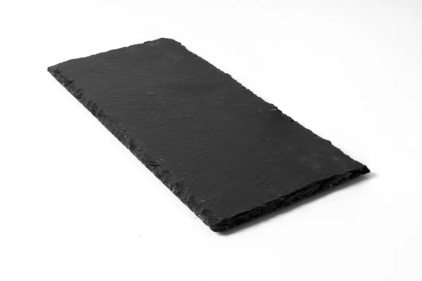 Placa de piedra negra aislada en blanco —  Fotos de Stock