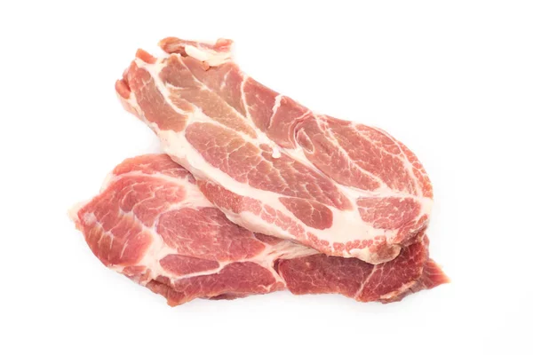 Resh carne di maiale cruda collo aglio pepe e rosmarino isolato su w — Foto Stock