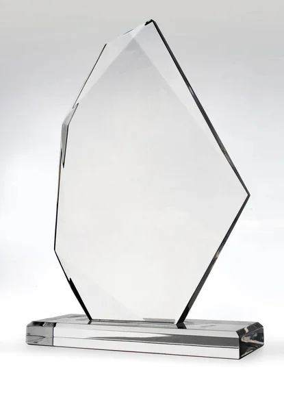 Prêmio em branco de cristal isolado em branco — Fotografia de Stock