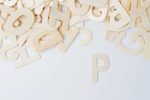 Abc English Wood Letters White Blackground — Stock Photo, Image