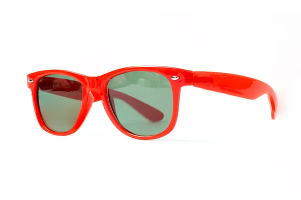 Red Plastic Sunglasses Isolated White Background — Stock Photo, Image