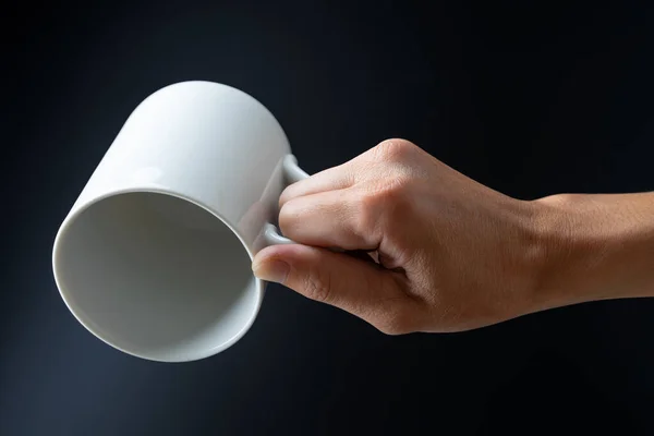 Hand Holding Cup Black Background — Stock Photo, Image