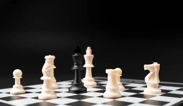 Установить Шахматы Фоне Шахматной Доски — стоковое фото