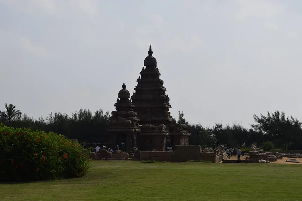 Híres Tamil Nadu Nevezetesség Shore Temple Világörökségi Helyszín Mahabalipuram Dél — Stock Fotó