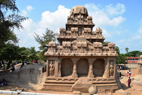 Berühmtes Wahrzeichen Von Tamil Nadu Mahabalipuram Dezember 2019 Shore Tempel — Stockfoto