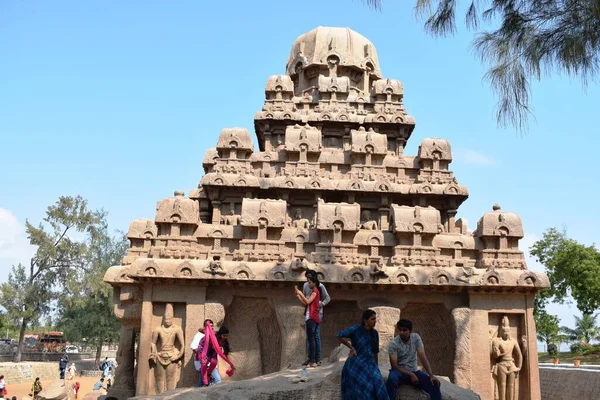 Знаменитый Тамил Наду Ориентир Махабалипурам Декабря 2019 Года Береговой Храм — стоковое фото