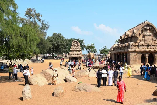 Famoso Mahabalipuram Tamil Nadu Hito Diciembre 2019 Templo Orilla Patrimonio —  Fotos de Stock