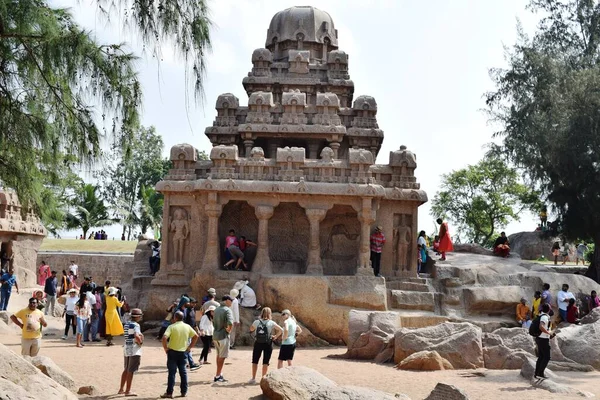 Beroemde Tamil Nadu Landmark Mahabalipuram Dec 2019 Shore Tempel Wereld — Stockfoto