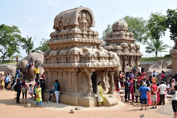 Famoso Mahabalipuram Tamil Nadu Hito Diciembre 2019 Templo Orilla Patrimonio —  Fotos de Stock
