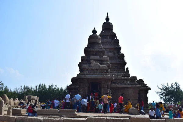 Híres Tamil Nadu Nevezetesség Dec 2019 Unesco Világörökség Shore Temple — Stock Fotó