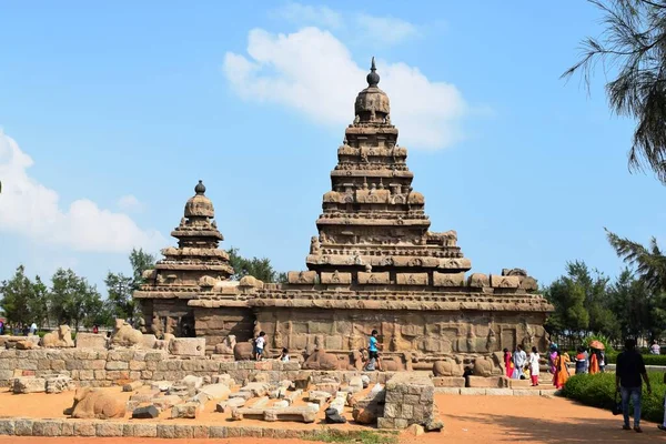 Híres Tamil Nadu Nevezetesség Dec 2019 Unesco Világörökség Shore Temple — Stock Fotó