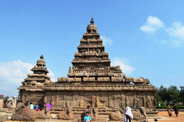 Híres Tamil Nadu Nevezetesség Dec 2019 Unesco Világörökség Shore Temple — Stock Fotó