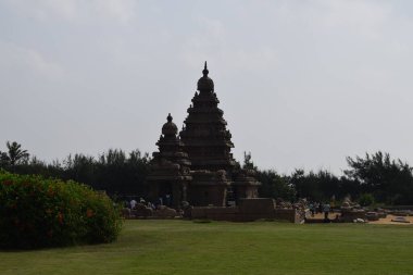 Ünlü Tamil Nadu tarihi 28 dEC 2019 UNESCO dünya mirası - Sahil tapınağı, Mahabalipuram, Güney Hindistan, Tamil Nadu, Mahabalipuram
