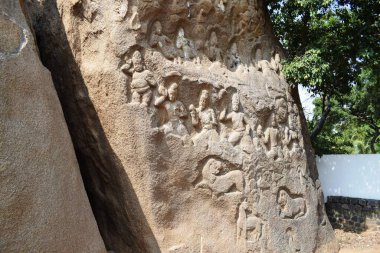 Mahabalipuram 28 Aralık 2019: Arjuna 'nın Kefaret Kefareti mahabalipuram, Tamil Nadu, Hindistan