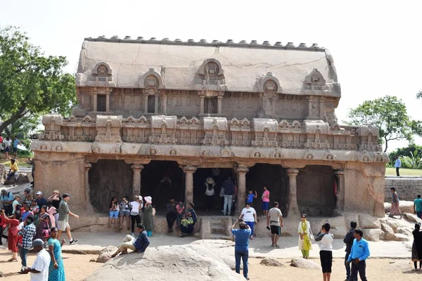 Famoso Tamil Nadu Marco Mahabalipuram Dezembro 2019 Templo Shore Património — Fotografia de Stock