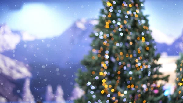 Рождественская Елка Красивыми Огнями — стоковое фото