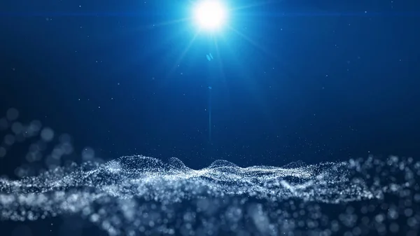 Dark Blue Background Floating Blue Bubbles Sparkling Light Top — Stock Photo, Image