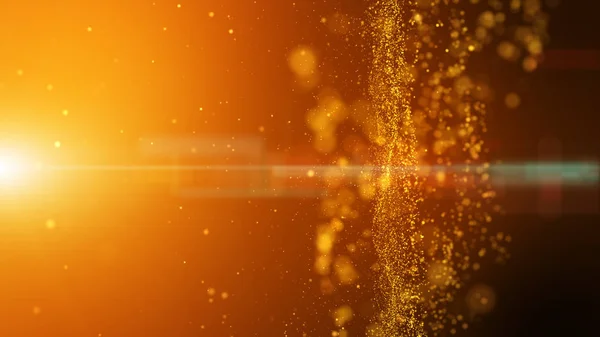 Altın Dijital Arka Plan Dalga Parçacıkları Ile Parlayan Sparkles Alan — Stok fotoğraf