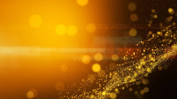 Gold Digitaler Abstrakter Hintergrund Mit Wellenpartikeln Glühen Funkelt Und Raum — Stockfoto