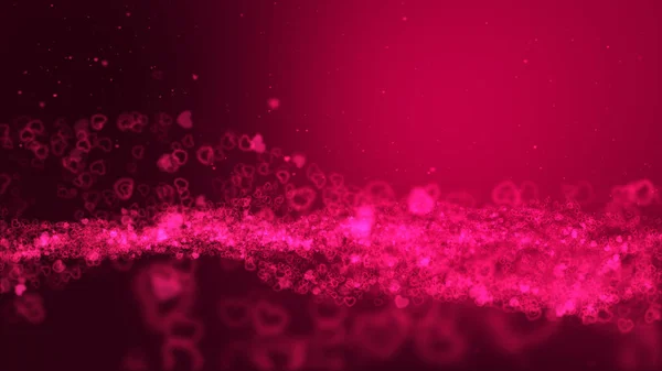 Valentine Day Background Digital Signature Sparkling Heart Shaped Particles Areas — Stock Photo, Image