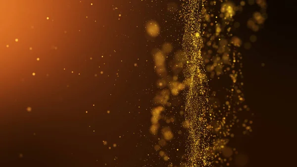 Gold Digital Abstract Background Wave Particles Glow Sparkles Space Depth — Stock Photo, Image