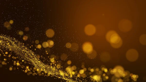 Gold Digital Abstrakt Bakgrund Med Våg Partiklar Glöd Gnistrar Och — Stockfoto