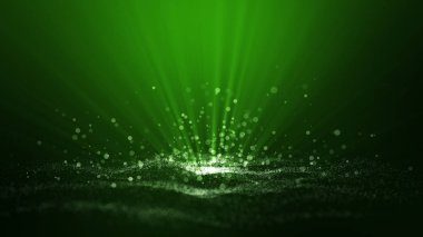 Yeşil dijital arka plan dalga parçacıkları, kızdırma spar ile
