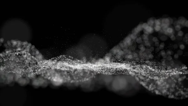 Siyah dijital arka plan dalga parçacıkları, kızdırma spar ile — Stok fotoğraf