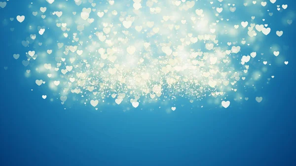 Digital blue abstract background with heart particles, waves, gl — Stock Photo, Image