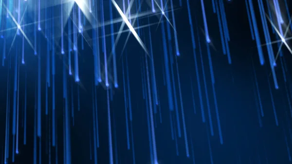 Dark blue background,  with many blue fireballs falling from the — Stock Photo, Image