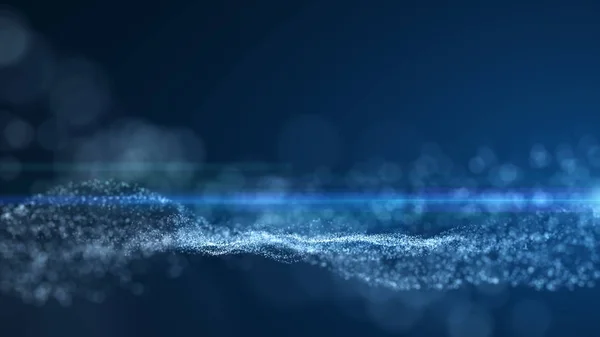 blue background, digital signature with wave particles, sparkle,