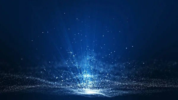 輝く青い光と抽象的なダークブルーのデジタル背景 — ストック写真