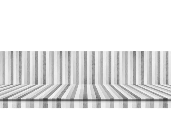 Prateleira de madeira prateleira rústica vintage preto e branco isolado no whit — Fotografia de Stock