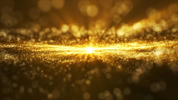 Glow golden dust particale glitter sparks abstrak background fo — Stok Foto