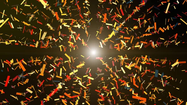Colorato coriandoli partito esplosione di carta e cadere. Nero — Foto Stock