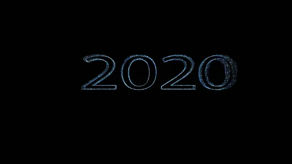 Nowy rok 2020 powitanie blask biały niebieski cząstki. — Zdjęcie stockowe