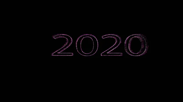 New year 2020 greeting glow white pink particles. — Stock Photo, Image