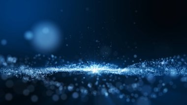 Koyu mavi ve parlayan toz parçacık soyut arka plan, Işık ışını 