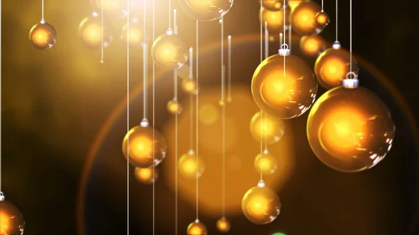 3D рендеринг висит Рождество золотые шарики фон и золотой — стоковое фото