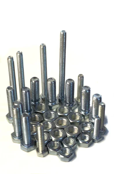 Nuts Bolts White Background — Stock Photo, Image