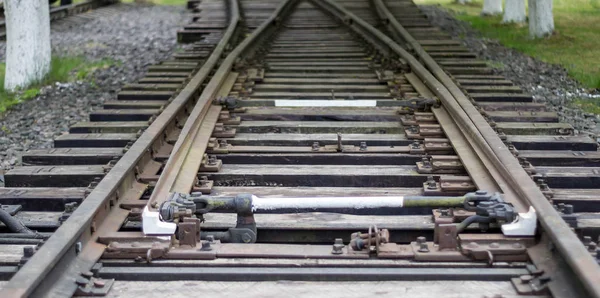 Rails Dwarsliggers Pijl — Stockfoto