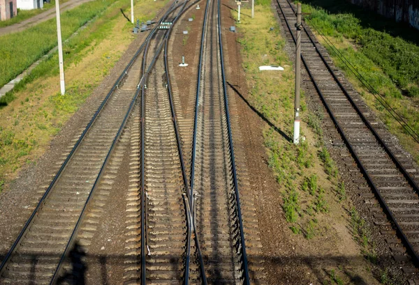 Railway Tracks View Bridge — Stock Photo, Image