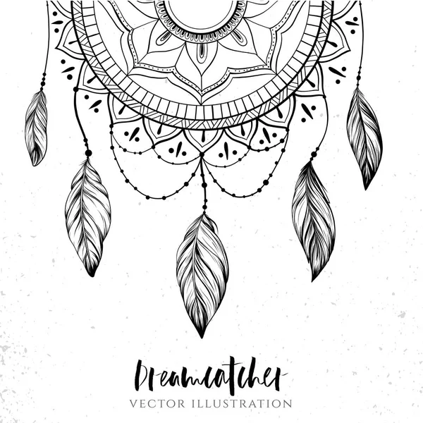 Dreamcatcher with feathers — Stock Vector