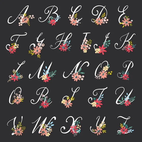 Belle lettere floreali — Vettoriale Stock