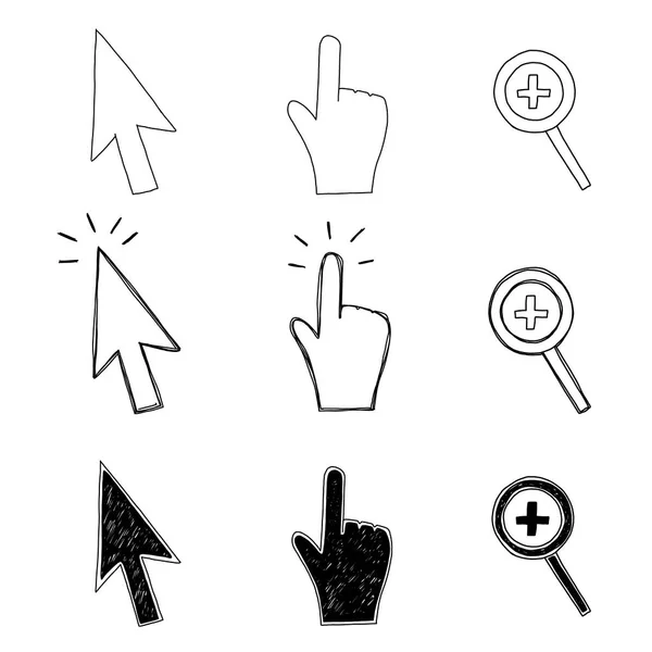 Cursor, mano y reloj de arena — Vector de stock