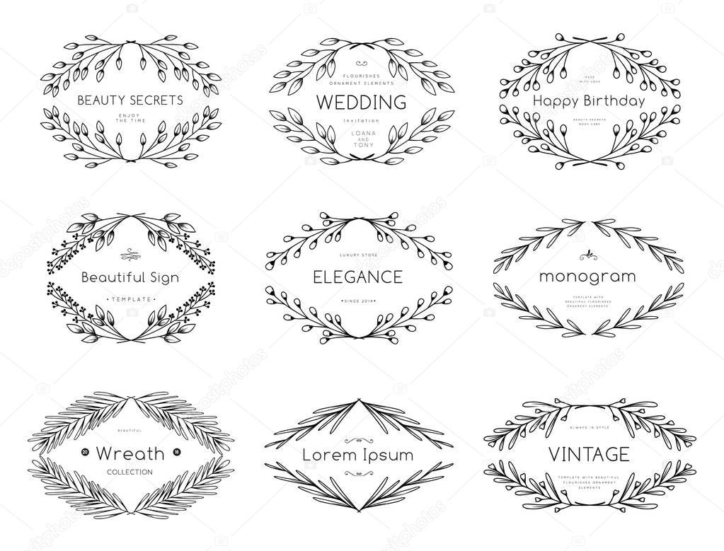 Collection of vintage patterns and frames.