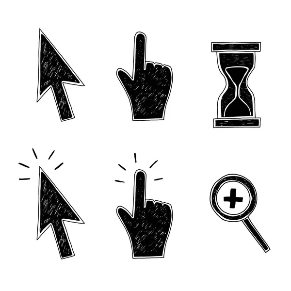 Cursor, hand and hourglass — Stock Vector