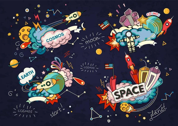 Dibujos animados vector ilustración del espacio — Vector de stock