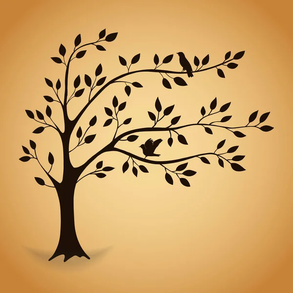 Silhouette tree with leaves. — Stock Vector