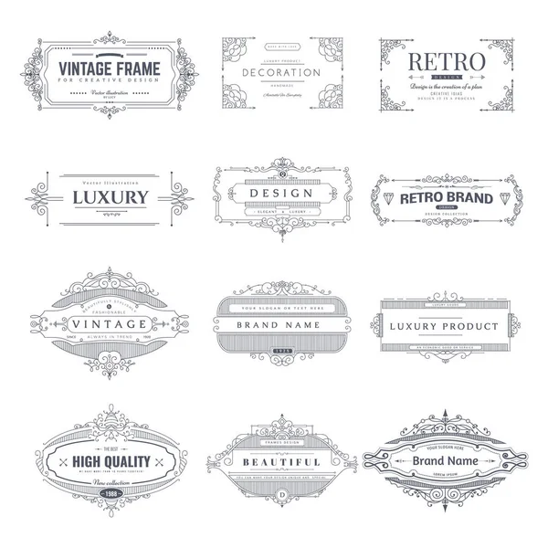 Colección de patrones y marcos vintage . — Vector de stock
